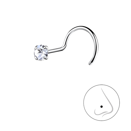 2.5mm CZ Nose Stud Spinner Sterling Silver