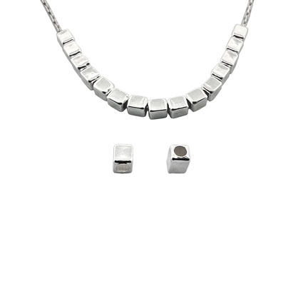 2mm Cube Beads Sterling Silver