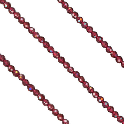 2mm Facet Round Garnet Beads - 16