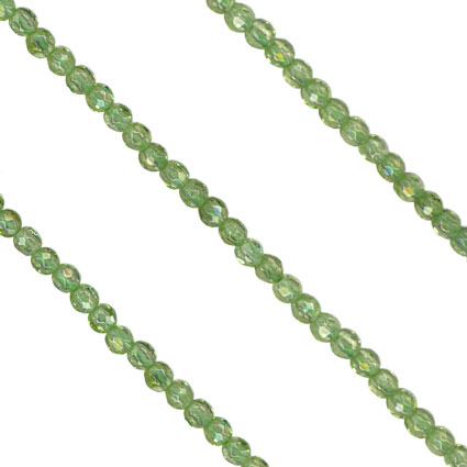 2mm Facet Round Peridot Beads - 16