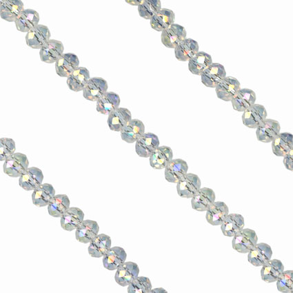 2x3mm Facet Rondelle Glass Beads: Crystal AB