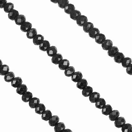 2x3mm Facet Rondelle Glass Beads: Jet