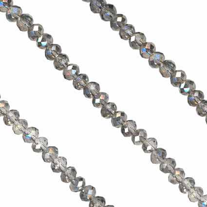 2x3mm Facet Rondelle Glass Beads: Silver Shimmer