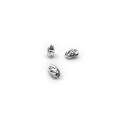 3x4mm Bar Cut Oval Beads Sterling Silver
