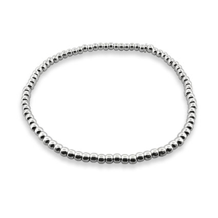 3mm Bead Stretch Bracelet Sterling Silver