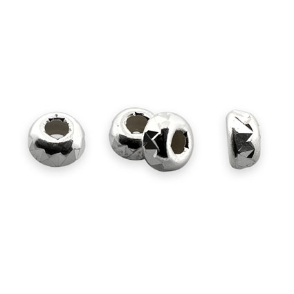 3mm Diamond Cut Flat Rondelle Bead Sterling Silver