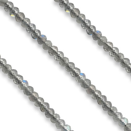 3mm Facet Rondelle Labradorite Beads String