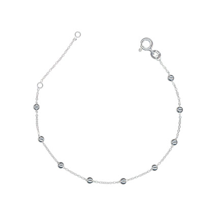 7.5"(6.5+1"ext) 3mm Satellite Bead Bracelet Sterling Silver