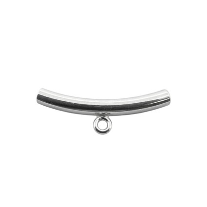 3x25mm Curved Tube w/Ring Sterling Silver