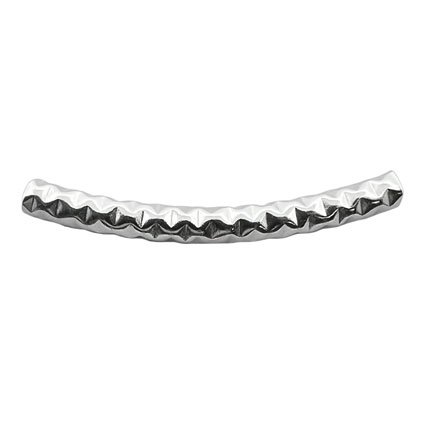 3x30mm Curved Hammered Tube Sterling Silver
