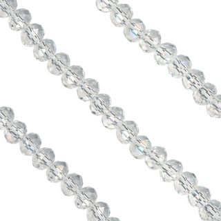 3x4mm Facet Rondelle Glass Beads: Crystal