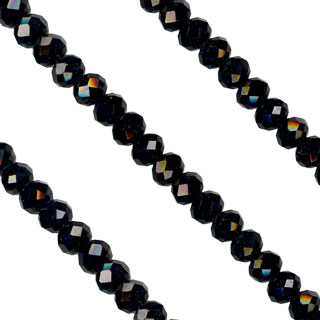 3x4mm Facet Rondelle Glass Beads: Jet