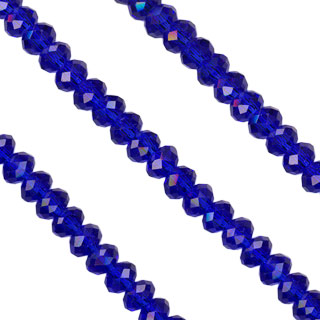 3x4mm Facet Rondelle Glass Beads: Sapphire