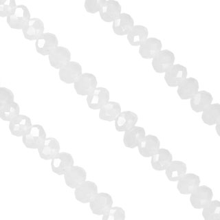 3x4mm Facet Rondelle Glass Beads: White Opal