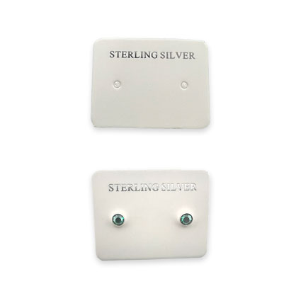 3x4cm Earring Cards White w/Sterling Silver Print