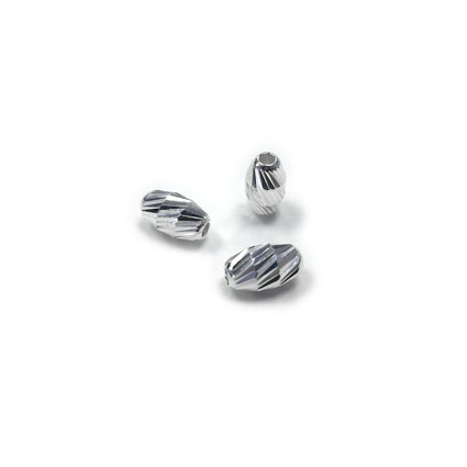 4x7mm Bar Cut Oval Beads Sterling Silver