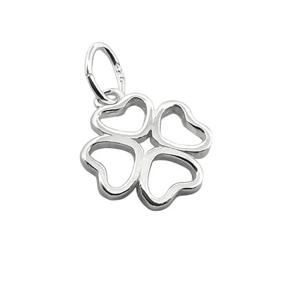 10mm Open 4 Leaf Clover Charm Sterling Silver