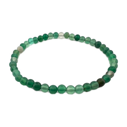 4mm Round Green Banded Agate Elastic Bracelet