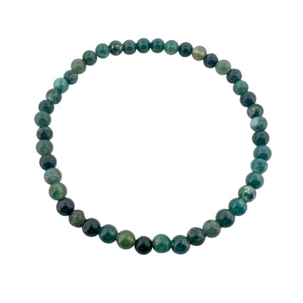4mm Round Moss Agate Elastic Bracelet