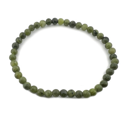4mm Round Nephrite Jade Elastic Bracelet
