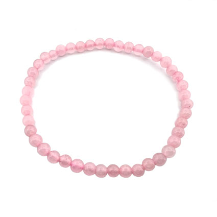 4mm Round Rose quartz  Elastic Bracelet