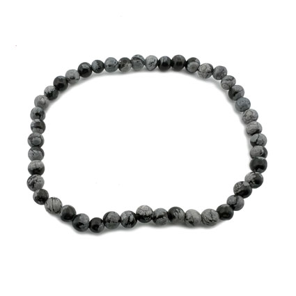 4mm Round Snowflake Obsidian Elastic Bracelet