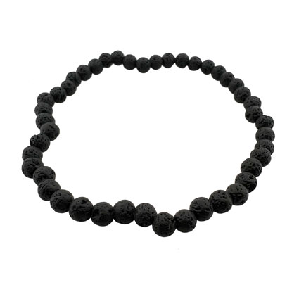 4mm Round Black Lava Elastic Bracelet