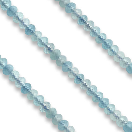 4mm Faceted Rondelle Aquamarine Bead String
