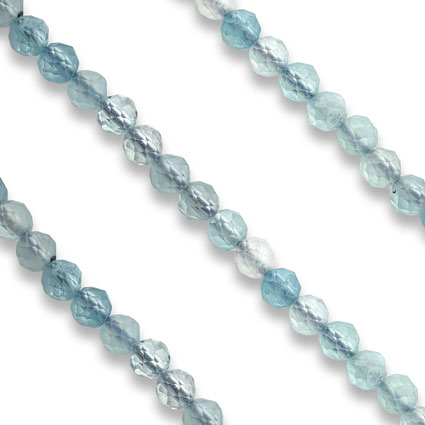 4mm Round Facet Aquamarine Beads String