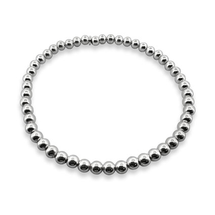 4mm Bead Stretch Bracelet Sterling Silver