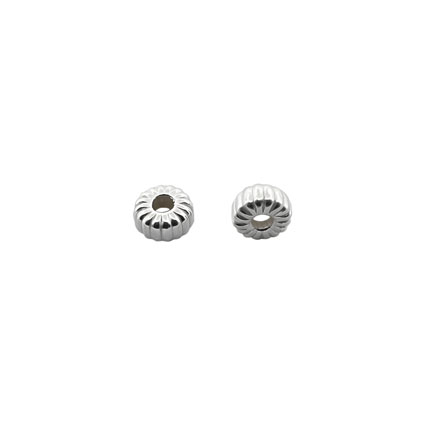 4mm Flat Corrugated Beads Sterling Silver