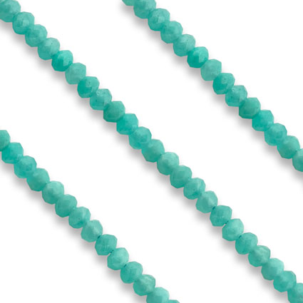 4mm Faceted Rondelle Peru Amazonite Bead String