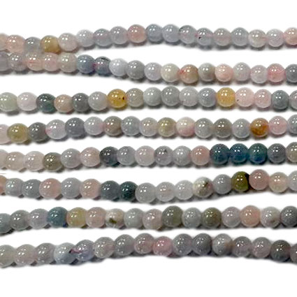 4mm Morganite Multi col Loose Bead String