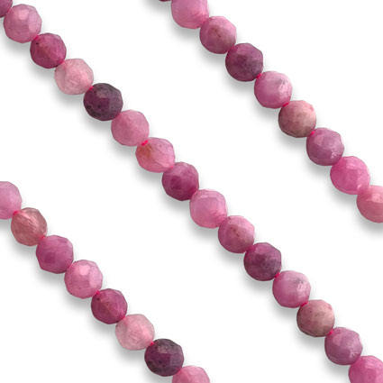 4mm Round Facet Ruby Beads String