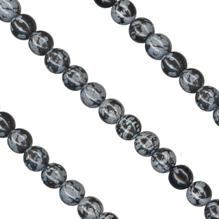 16"- 4mm Snowflake Obsidian Round Beads