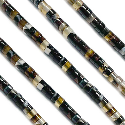 4x2mm Black Banded Agate Heishi Disc Beads 16