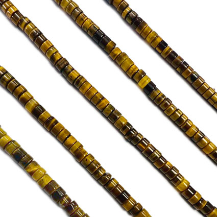 4x2mm Tiger Eys Heishi Disc Beads 16