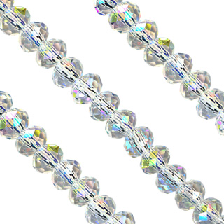 3x4mm Facet Rondelle Glass Beads: Crystal AB
