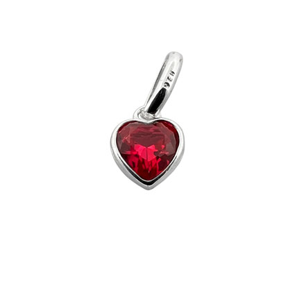 5mm CZ Heart Birthstone Charm STS-Ruby/July