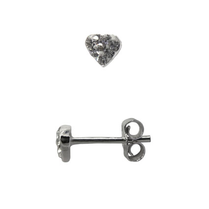 5mm Heart w/cz studs w/scrolls Sterling Silver