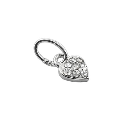 5mm Mini Heart Charm St Silver w/Crystal CZ