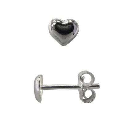 5mm Heart Ear studs w/scrolls Sterling Silver