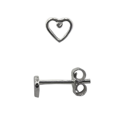 5mm Open Heart Ear studs w/scrolls Sterling Silver