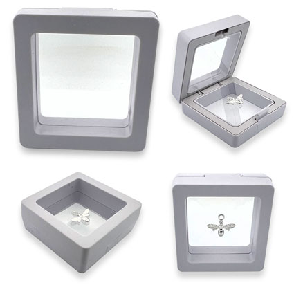 3D Floating Frame Jewellery Display Box 5x5cm: White