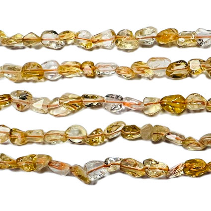6-8mm Citrine Pebble Nugget Bead 16"string