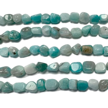 6-8mm Peru Amazonite Pebble Nugget Bead 16"string