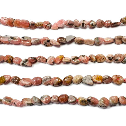 6-8mm Rhodochrosite Pebble Nugget Bead 16