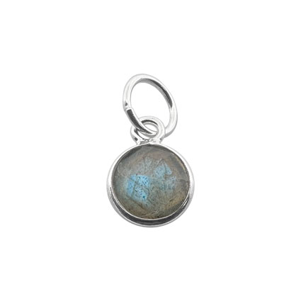6mm Facet Round Labradorite Gemstone Charm Sterling Silver