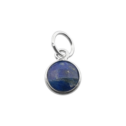 6mm Facet Round Lapis Lazuli Gemstone Charm Sterling Silver