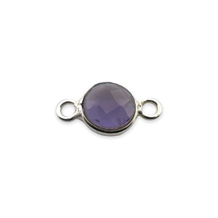 6mm Birthstone Rnd Facet Link STS - Feb/Amethyst Hydro Quartz